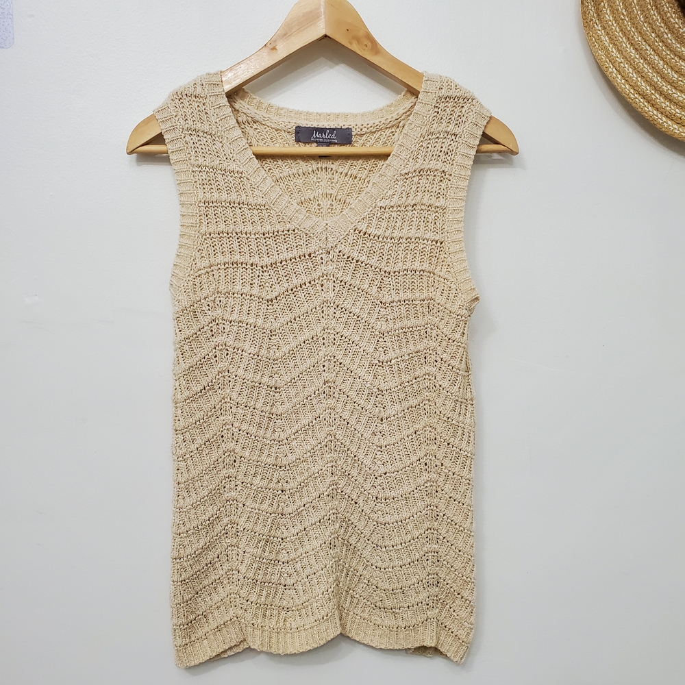 Marled Cream Knit V-Neck Top